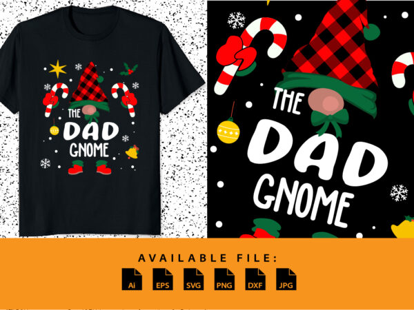 The dad gnome red buffalo plaid pattern christmas shirt print template funny santa’s xmas stick hat vector art merry xmas typography design