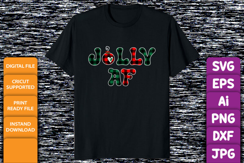 Jolly Af Merry Christmas plaid pattern Xmas light vector shirt print template