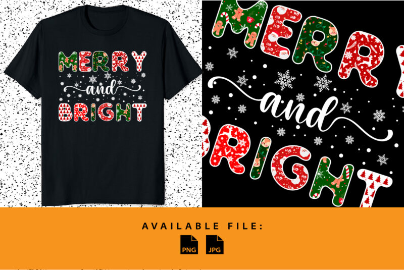 Merry and Bright Elementary Christmas shameless pattern Funny Xmas typography shirt print template Santa’s hat Christmas cookies tree