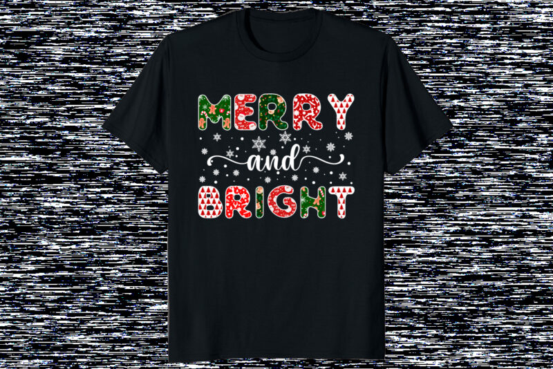 Merry and Bright Elementary Christmas shameless pattern Funny Xmas typography shirt print template Santa’s hat Christmas cookies tree