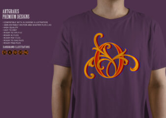Monogram magic classic zero flourish emblem t shirt designs for sale