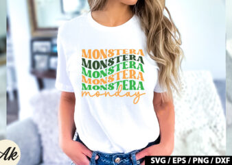 Monstera monday Retro SVG t shirt designs for sale