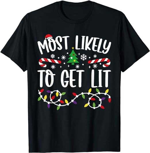 Lit Af Ugly Christmas Tree Costume Pajama Matching T-Shirt Lit Af Ugly Christmas Tree Costume Pajama Matching T-Shirt