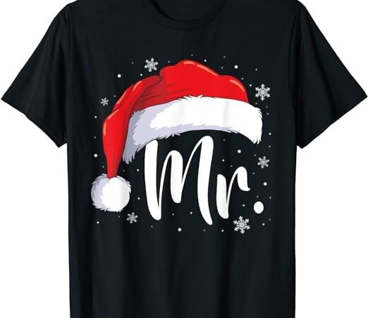 Mr mrs claus christmas couples matching his and her pajamas t-shirt