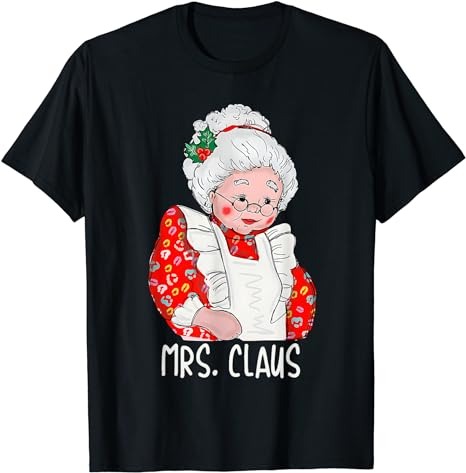 Mrs and Mr Santa Claus Couples Matching Christmas Pajamas T-Shirt