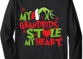 My Grandkids Stole My Heart Funny Christmas Vintage Long Sleeve T-Shirt PNG File