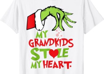 My Grandkids Stole My Heart Funny Grandkids Christmas T-Shirt