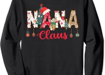 Nana Claus Christmas Family Matching Xmas Light Tree Sweatshirt 1