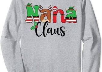 Nana Claus Christmas Family Matching Xmas Light Tree Sweatshirt 2