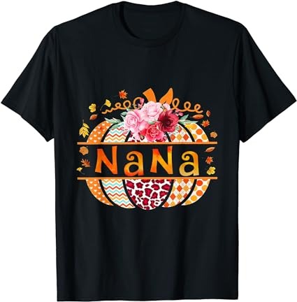 Nana pumpkin leopard sunflower autumn thanksgiving t-shirt