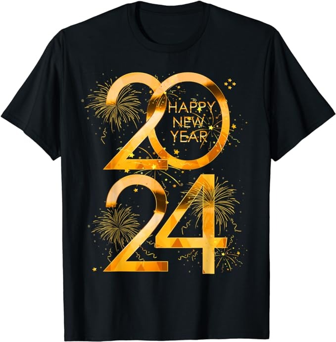 New Years Eve Party Supplies 2024 Happy New Year Fireworks T-Shirt 5