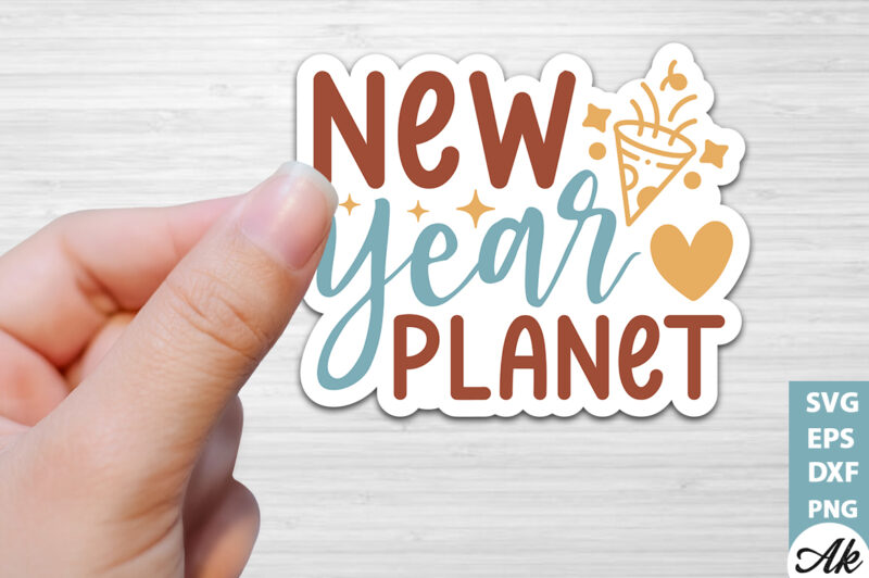 New year planet Stickers Design