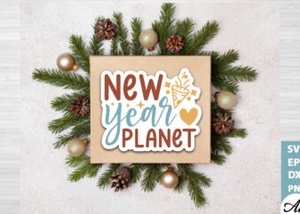 New year planet Stickers Design