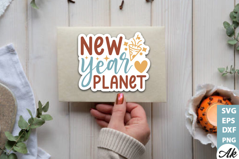 New year planet Stickers Design