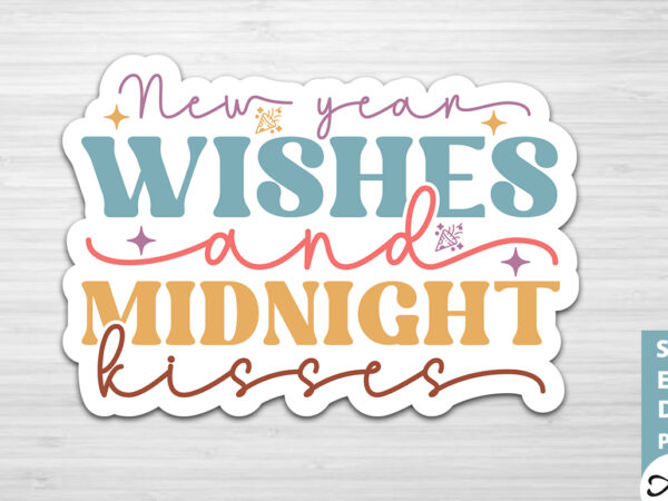 New year wishes and midnight kisses stickers design