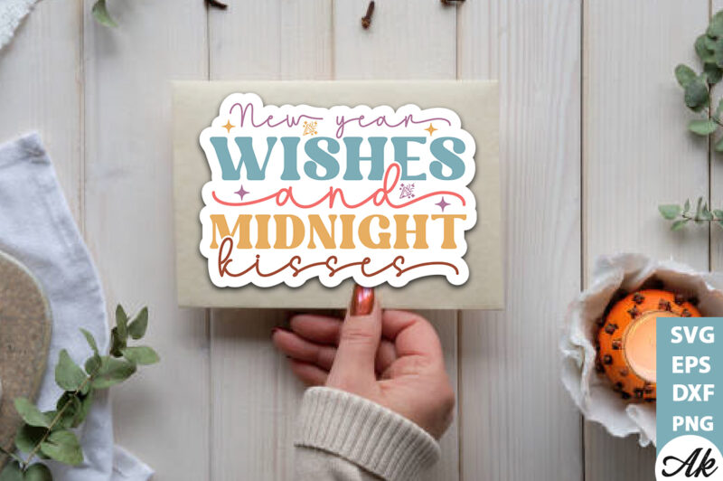 New year wishes and midnight kisses Stickers Design