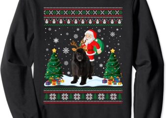 Newfoundland Dog Ugly Christmas Sweater Santa Claus Riding Sweatshirt