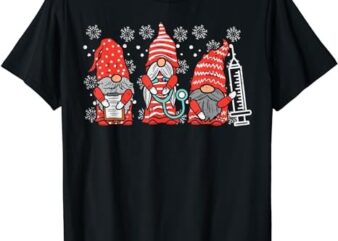 Nurse Christmas Gnomes Cute Xmas Scrub Top For Nurses Women T-Shirt