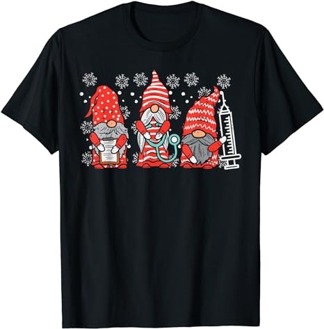 Nurse Christmas Gnomes Cute Xmas Scrub Top For Nurses Women T-Shirt ...