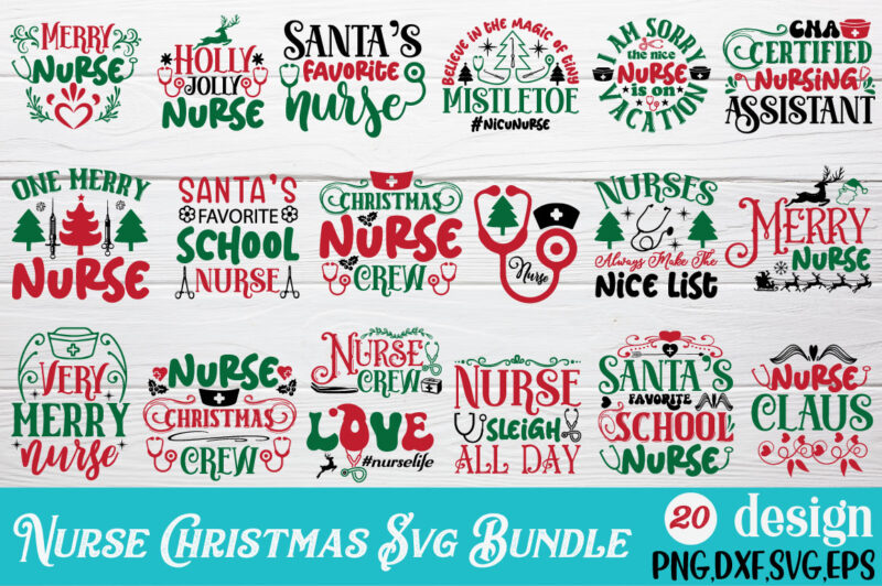 Nurse Charistmas T-shirt Bundle Nurse Charistmas Svg Bundle