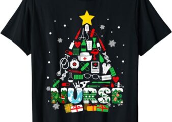 Nurse Christmas Tree Xmas Scrub RN CNA ICU Mens Womens T-Shirt