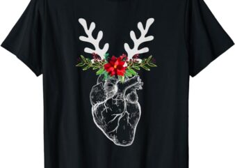Nurse Heart Anatomy Reindeer Heart Cath Lab RN Cardiology Hu T-Shirt