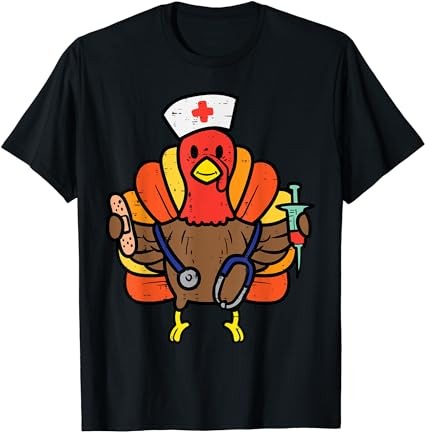 Nurse turkey thanksgiving scrub top for nurses fall women t-shirt