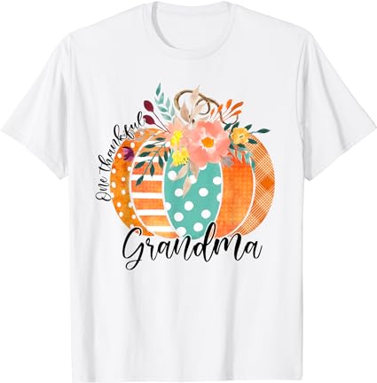 One thankful grandma plaid fall pumpkin shirt thanksgiving t-shirt