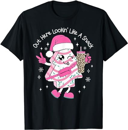 Out here looking like a snack cute boo jee xmas trees cakes t-shirt Out here looking like a snack cute boo jee xmas trees cakes t-shirt