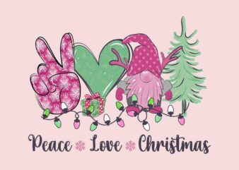 Peace Love Christmas Svg, Pink Christmas Svg, Pink Winter Svg, Pink Santa Svg, Pink Santa Claus Svg, Christmas Svg