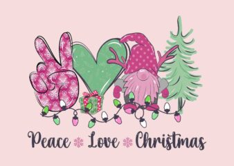 Peace Love Christmas Svg, Pink Christmas Svg, Pink Winter Svg, Pink Santa Svg, Pink Santa Claus Svg, Christmas Svg t shirt illustration