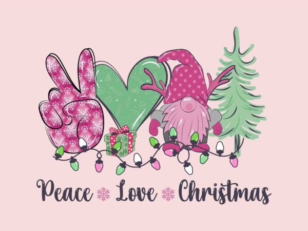 Peace love christmas svg, pink christmas svg, pink winter svg, pink santa svg, pink santa claus svg, christmas svg t shirt illustration