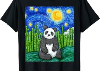 Panda Lover, Funny Panda, Panda Starry Night Art, Panda T-Shirt