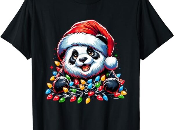 Panda santa christmas light christmas panda pajamas kids t-shirt png file