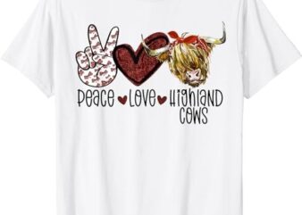 Peace Love Highland Cows Cattle Scottish Cow Bandana T-Shirt