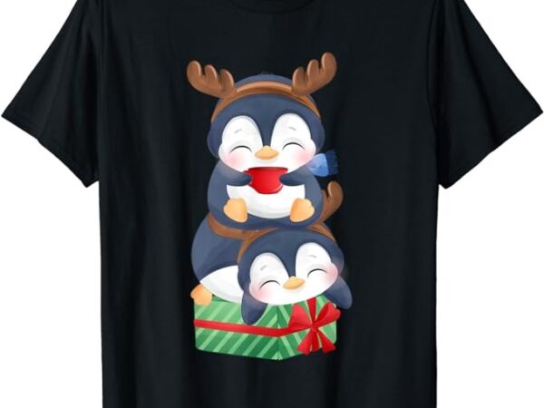 Penguin reindeer head christmas pajama cute animal x-mas t-shirt