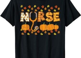 Plaid Nurse Pumpkin Thanksgiving Scrub Fall Nursing Women T-Shirt