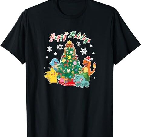 Pokémon – happy holidays christmas celebration group t-shirt