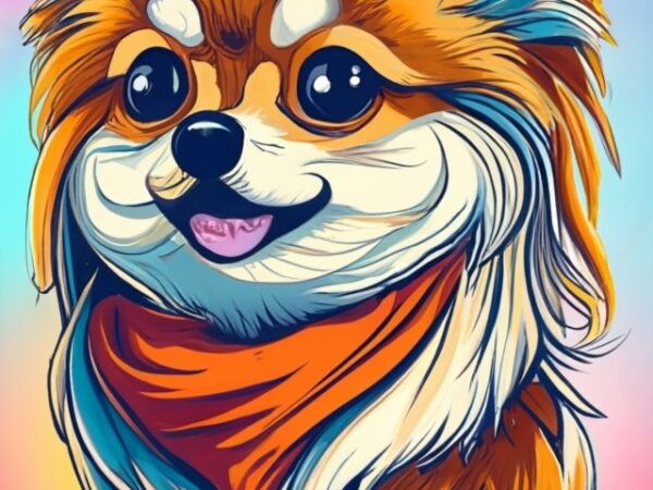 Pomeranian puppy dog comic style, very cute for t-shirt design png file