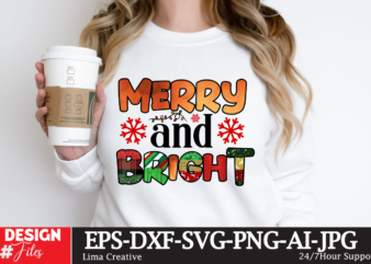 Merry and Bright Sublimation PNG ,Christmas Sublimation Design