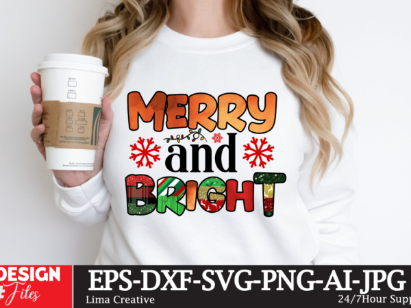Merry and bright sublimation png ,christmas sublimation design