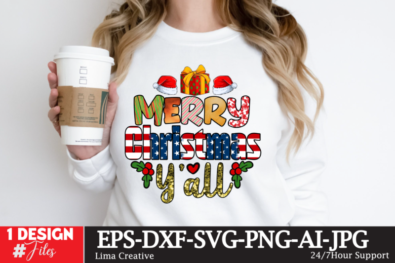 Merry Christmas Yall Sublimation PNG ,Christmas Sublimation Design