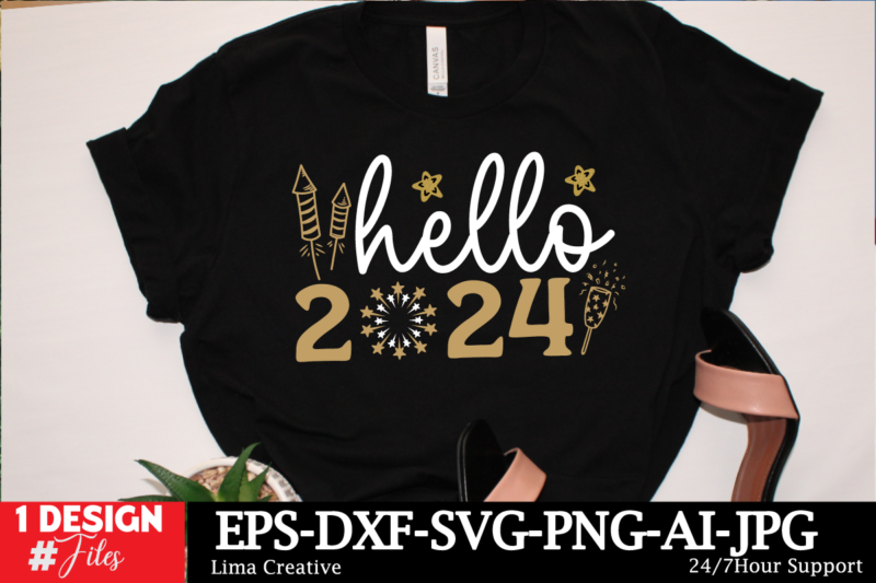 Hello 2024 SVG Cut File ,New Year Sublimation, Happy New Year SVG Design,New Year Sublimation PNG