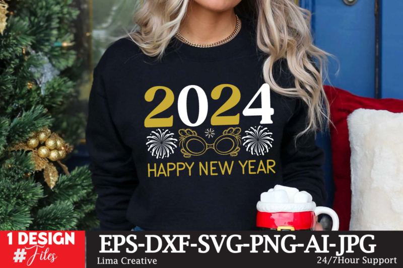 2024 Happy New Year SVG Cut File,New Year T-shirt Design