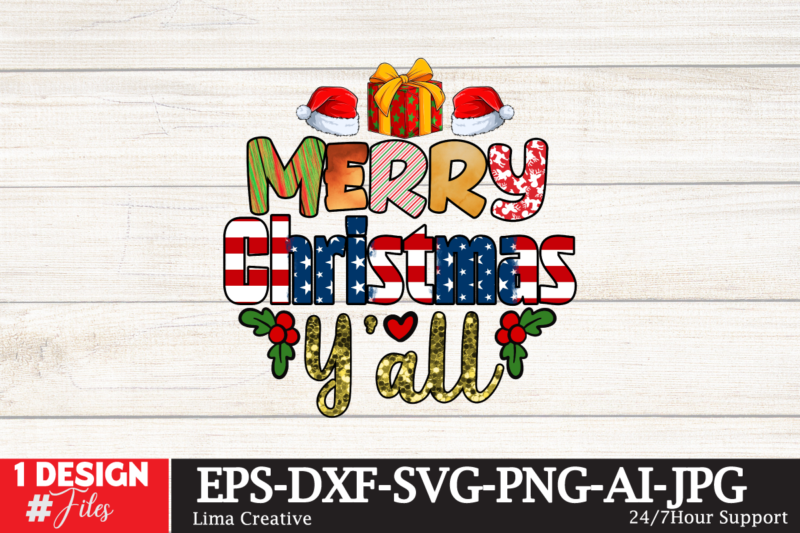 Merry Christmas Yall Sublimation PNG ,Christmas Sublimation Design