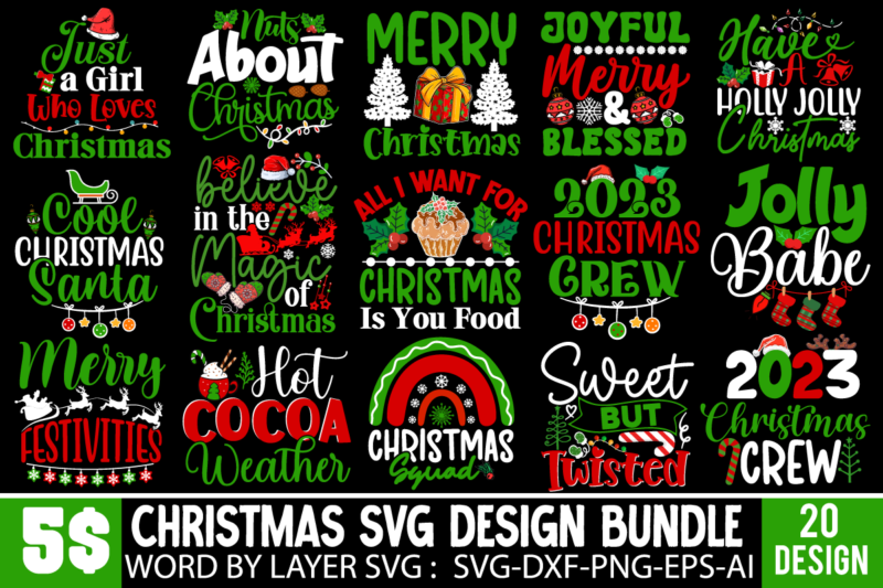 Christmas T-shirt Design BUndle, Christmas Vector T-shirt Design