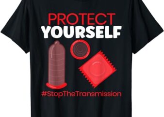 Protect Yourself HIV AIDS Awareness Red Ribbon Disability T-Shirt