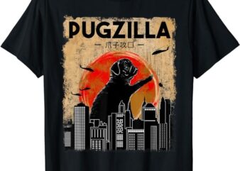 Pug Lover, Pugzilla, Funny Pug, Funny Dog, Pug Art, Pug T-Shirt