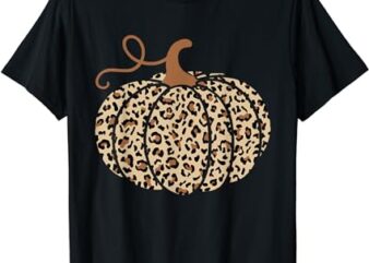 Pumpkin Leopard Print Cheetah Fall Graphic Thanksgiving T-Shirt
