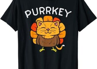 Purrkey Turkey Cat Kitten Funny Thanksgiving Cat Owner Lover T-Shirt